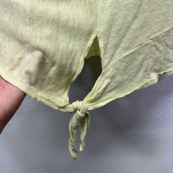 J. Jill Yellow Crew Neck Short Sleeve Tie Front Love Linen Top Women's Size XL - Picture 4 of 12